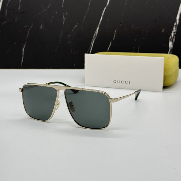 NEW GUCCI GG0840S 002 SUNGLASSES MEN AVIATOR GOLD EYEWEAR - Picture 1 of 13